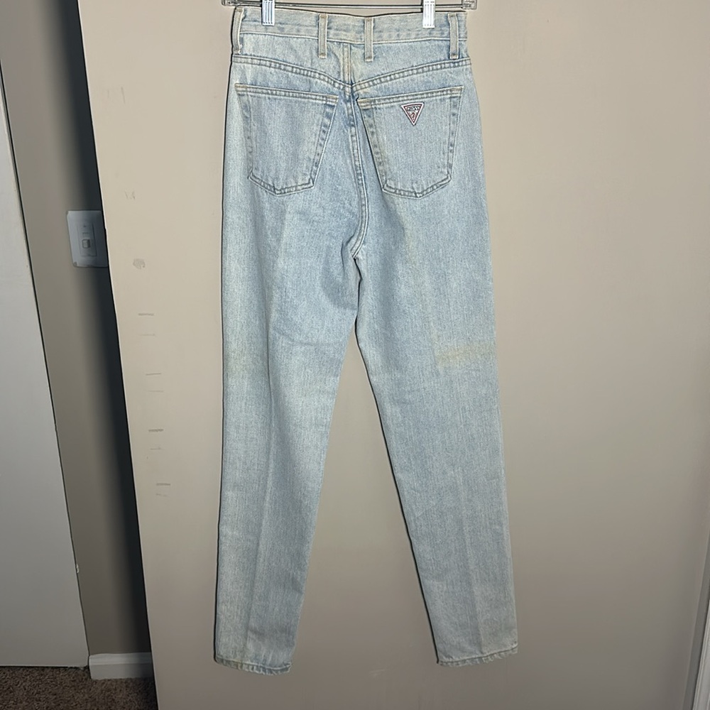 Guess light wash vintage rigid denim high waisted jeans